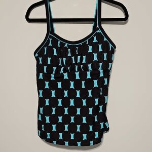 Kim Rogers Black and Blue Patterned Tankini. Size Xl.
